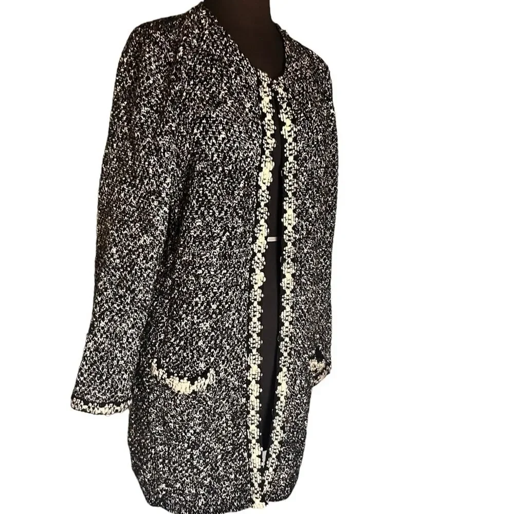 Talbots Luxury Textured Knit Sweater Duster Office Coatigan Boho Glam Jacket MP